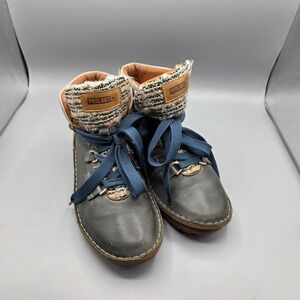 Pikolinos Cazorla Boots Womens 37 Blue Brown Leather Ankle Booties Casual Boho